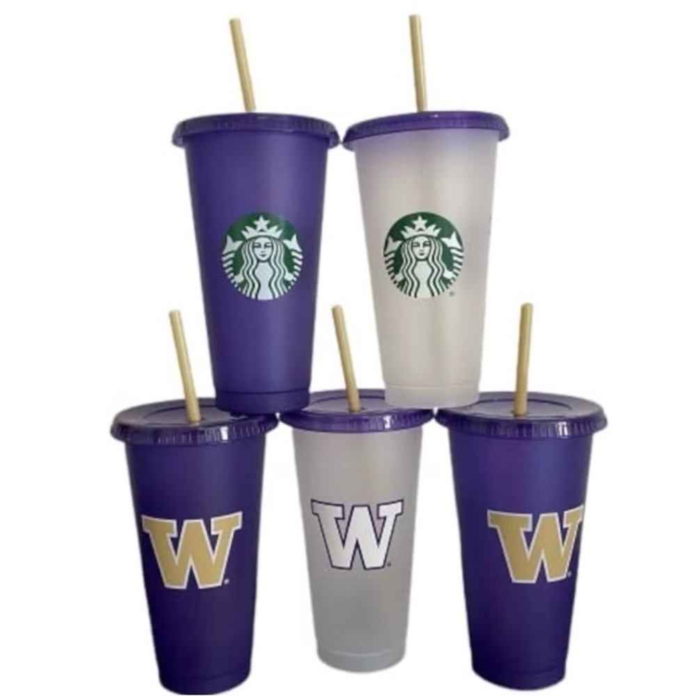 Starbucks Reusable Cold Cups University of Washington UW Pack of 5 (24 oz)